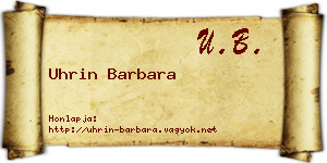Uhrin Barbara névjegykártya